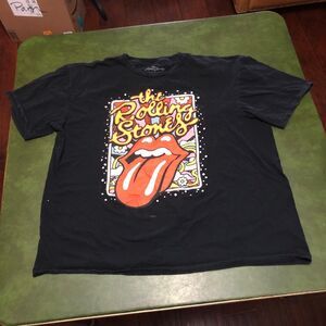 The Rolling Stones Classic Tongue Out Graphic T-Shirt SZ XL; Bling it, Crop it